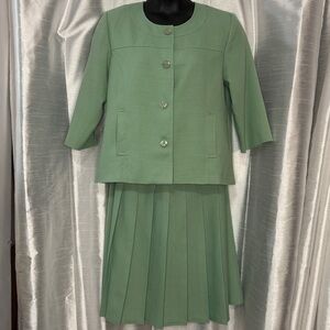 Judy Bond Vicki Wayne 2pc Blazer & Skirt Women’s 14 & 14P Mint Green Texture